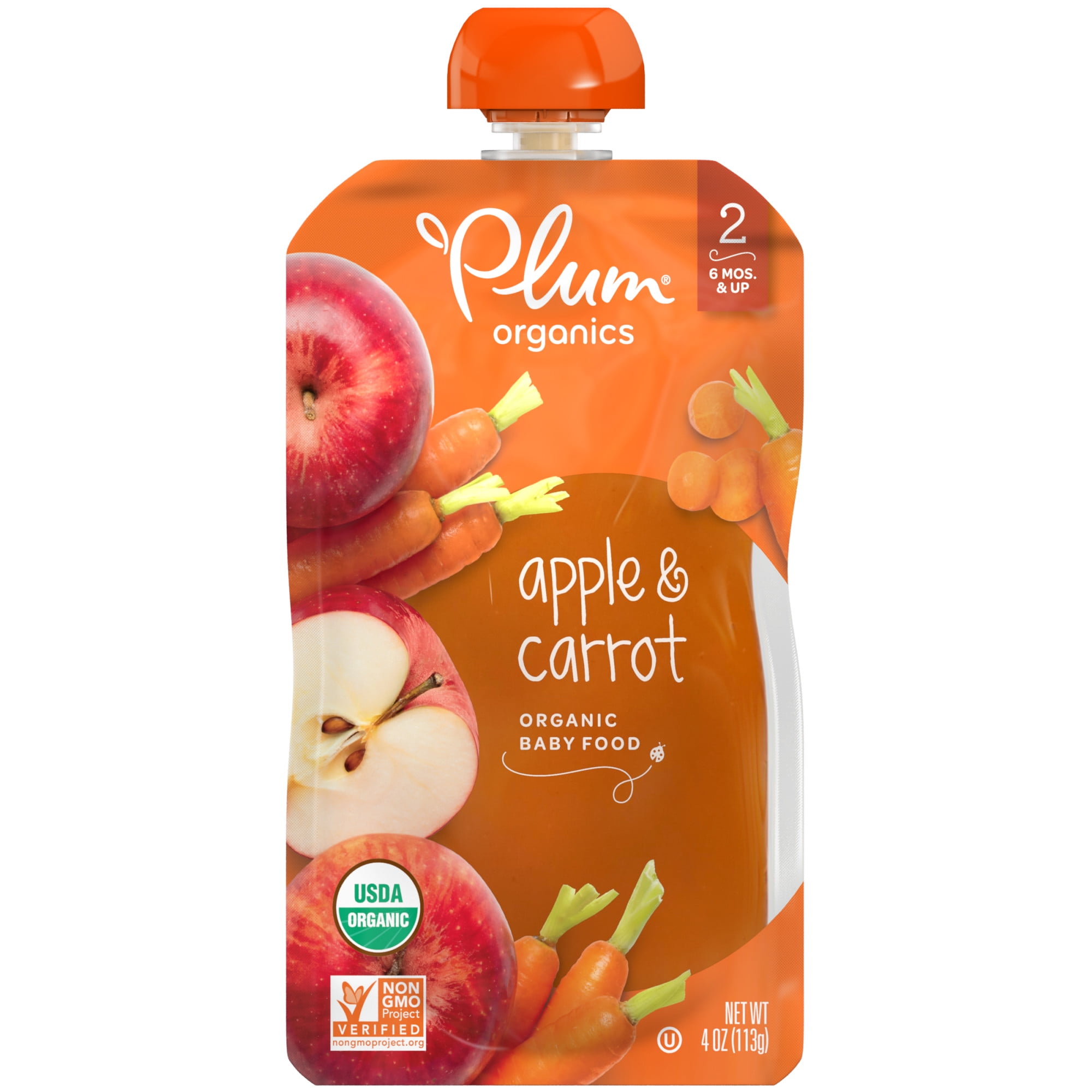 Plum Organics Stage 2 Organic Baby Food Pouch: Apple and Carrot - 4 oz