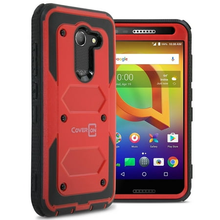 Three Way Zip Case (CoverON Alcatel A30 / Zip / Kora Case, Tank Series Hard Protective Armor Phone Cover (NOT FIT A30)