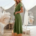 thumbnail image 4 of SELONE Rompers for Women Casual Short Wide Leg Loose Fit Pants Ladies Travel Comfortable 2023 Vacation Womens Jumpers and Rompers Casual Short Sleeve Lace with Pockets Solid Color Army Green L, 4 of 9