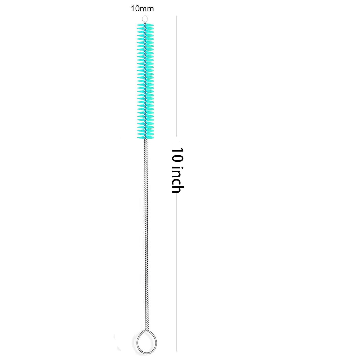 Long Straw Brush Cleaner 10 Pack, Flexible Nylon Tube Cleaning Brushes with 0.4" Bristles, Rust-Proof Stainless Steel Wire Washer for Reusable Tumblers, Sports Bottles & Pipes 10 Inch