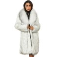 thumbnail image 4 of felwors Faux Fur Coat Women Long Fuzzy Fleece Jacket Open Front Cardigan Fur Lapel Coat Warm Winter Coats Fashion Outfits White, S, 4 of 6