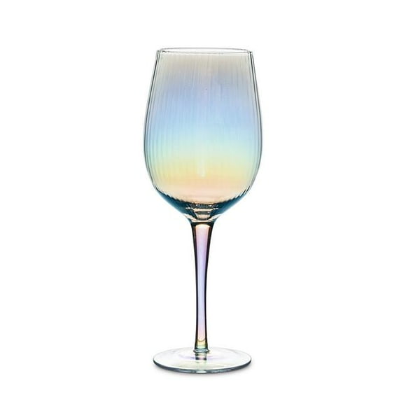 Abbott Collection AB-27-IRIS-WHT 9 in. Optic White Wine Glass, Lustre - Small