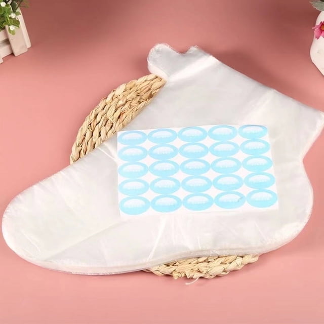 100 Uds. Calcetines desechables de plástico para pedicura, cera de parafina, calcetines para baño de pies, transparentes