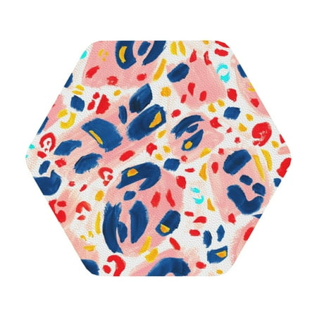 

Matuu Abstract Leopard Print for Cup Coasters Set of 6 Leather Coasters Desk Coasters for Office Measures 4” x 4” Hexagon