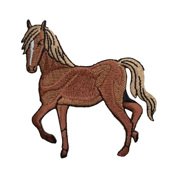 Tan/Bay Horse - Facing Left - Animals - Iron on Applique/Embroidered Patch