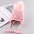 thumbnail image 2 of Bonnet Tricoté Hiver pour Bébé Filles Enfants Chaud Coton Perle Crochet Bonnet, 2 of 4