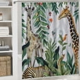 thumbnail image 6 of Orinice  Tropical Rainforest Animals Shower Curtain for Bathroom Jungle Elephant Giraffe Leopard Decorative Bath Curtain Polyester Fabric Waterproof Bathroom Curtain with 12 Hooks 60x72, 6 of 7