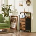 thumbnail image 3 of Night Stand with Charging Station, 28.3 Inch Tall Bedside Table with PVC Drawers, End Table with USB Ports and Outlets, 3 Fabric Drawer Storage Nightstand for Bedroom, 3 Ways to Use, White, 3 of 10