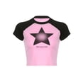 thumbnail image 5 of Coduop Women Summer Short Sleeve Crop Tops Star Print Contrast Color T-Shirts Slim Fit Tee Shirt, 5 of 9
