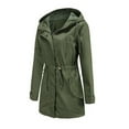 thumbnail image 3 of Pincandy Women Trench Coat Windbreaker Zip Up Jacket With Pockets Casual Long Sleeve Outwear with Waist Drawstring, 3 of 6