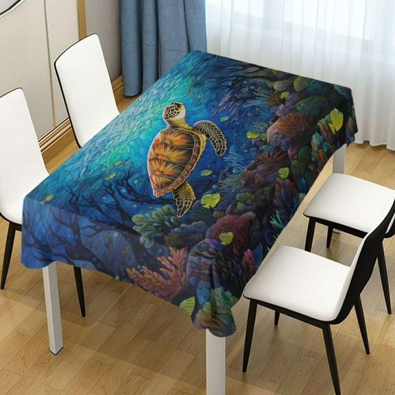 Ryvnso Turtle in Ocean Rectangle Table Cloth Tablecover Dinning Tablecloth 54"x72"