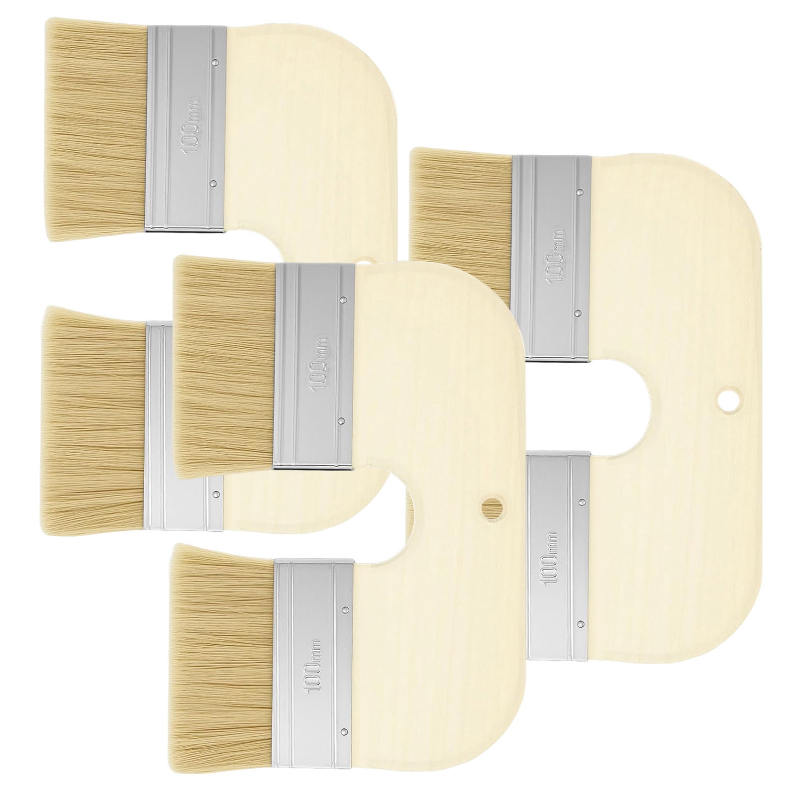 9.5Inch U-Shape Double Head Paint Brush, Wide Reusable Dual-Color Paint Brush Art Tool with Wooden Handle for Artists (Log Color)