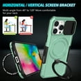 thumbnail image 4 of Dteck Magnetic Case for iPhone 14 Pro Max,Shockproof Silicone Case Compatible with MagSafe Slide Lens Protectio Ring Holder Kickstand Cover for iPhone 14 Pro Max,Lightgreen, 4 of 10