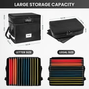 Fireproof Document Box with Lock-2 Layer File Cabinet Storage Bag with Multiple Pockets, Water-Resistant File Box with Reflective Strip-Document Organizer for Hanging Letter/Legal Folders