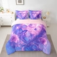 thumbnail image 3 of Manfei Romantic Rose Flower Bedding Comforter Set 7pcs for Female, Dreamy Love Heart Queen Bedding Sets, Mystic Blue Butterfly Reversible Queen Sheet Sets, Breathable Home Decor, 3 of 8