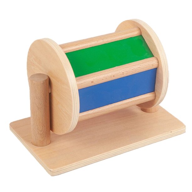 Tambor textil de madera Montessori Mirros Spinning Drum - Juguete de madera para bebés - Desarrollo del bebé Toodler E65D