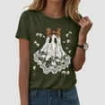 thumbnail image 2 of Fgnfyis T-Shirt Graphique d'Halloween à Manches Courtes pour Femme, Col Rond Décontracté, Tee pour Tenue de Fête d'Été avec Jeans, Hauts pour Femme Vert Armée TG, 2 of 5