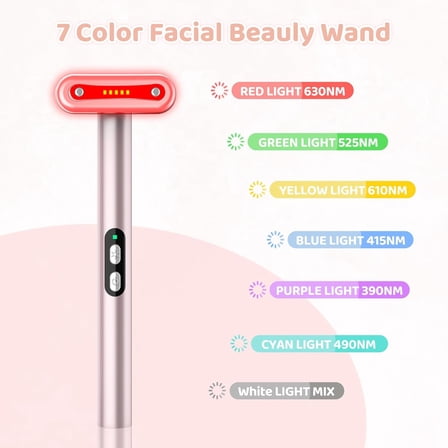 Face-Massager, Red Light Therapy for Face,  Colors Led Face Wand with Warming Massage