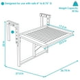 thumbnail image 3 of Sunnydaze Table Pliante d'Extérieur pour Balcon et Rambarde - Construction en Bois Méranti - Brun, 3 of 9