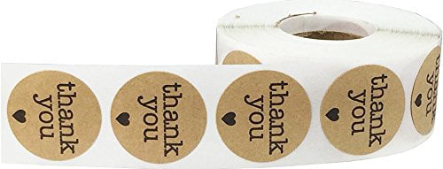 Natural Kraft Thank You Stickers with Hearts Appreciation Labels 1 Inch 500 Adhesive Stickers 