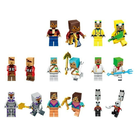 16 Minecraft Mini Figures, Pixel Characters for Party Favors, Classroom Rewards, or Display
