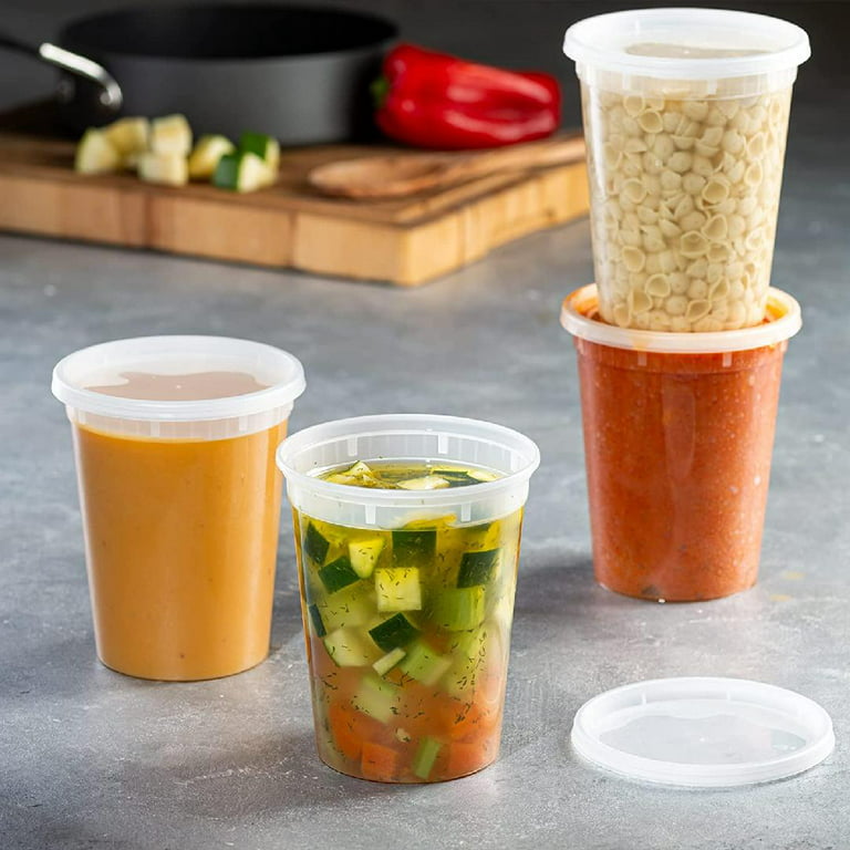 32 oz. Deli Food Storage Freezer Containers With Leak-proof Lids