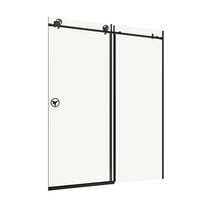 60 in W x 76 in HSliding Frameless Shower Door in Matte Black with Clear Glass