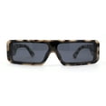 thumbnail image 2 of Square Futurist Shield Narrow Rectangle Flat Top Plastic Sunglasses Beige Tortoise - Black, 2 of 4