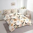 thumbnail image 3 of Feelyou Funny Cute Ghost Bedding Comforter Set 7pcs for Kids, Rustic Groovy Floral Queen Bedding Sets, Halloween Bat Pumpkin Reversible Queen Sheet Sets, Microfiber Bedroom Decor, 3 of 7