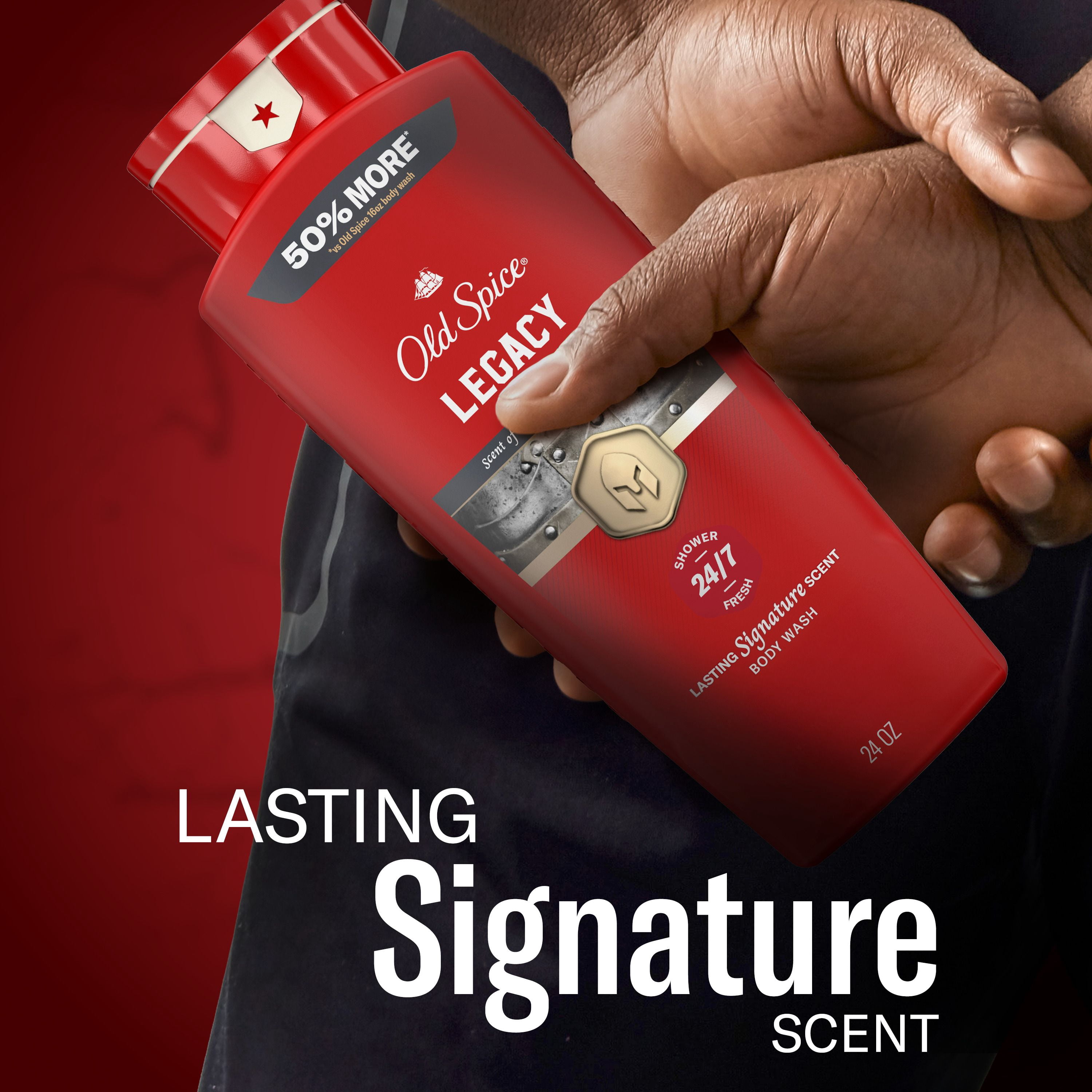 Old Spice Red Collection Body Wash for Men, Legacy Scent, Refreshing Clean, Moisturizing Formula, Long-Lasting Fragrance, 709ml
