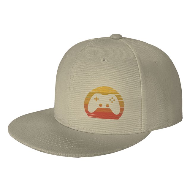 DouZhe Flat Brim Cap Snapback Hat, Gaming Game Controller Prints Adjustable Yellow Adult Baseball Cap
