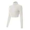 thumbnail image 3 of MixMatchy Women's Casual Solid Long Sleeve Ribbed Turtle Neck Cropped Sweater, 3 of 7