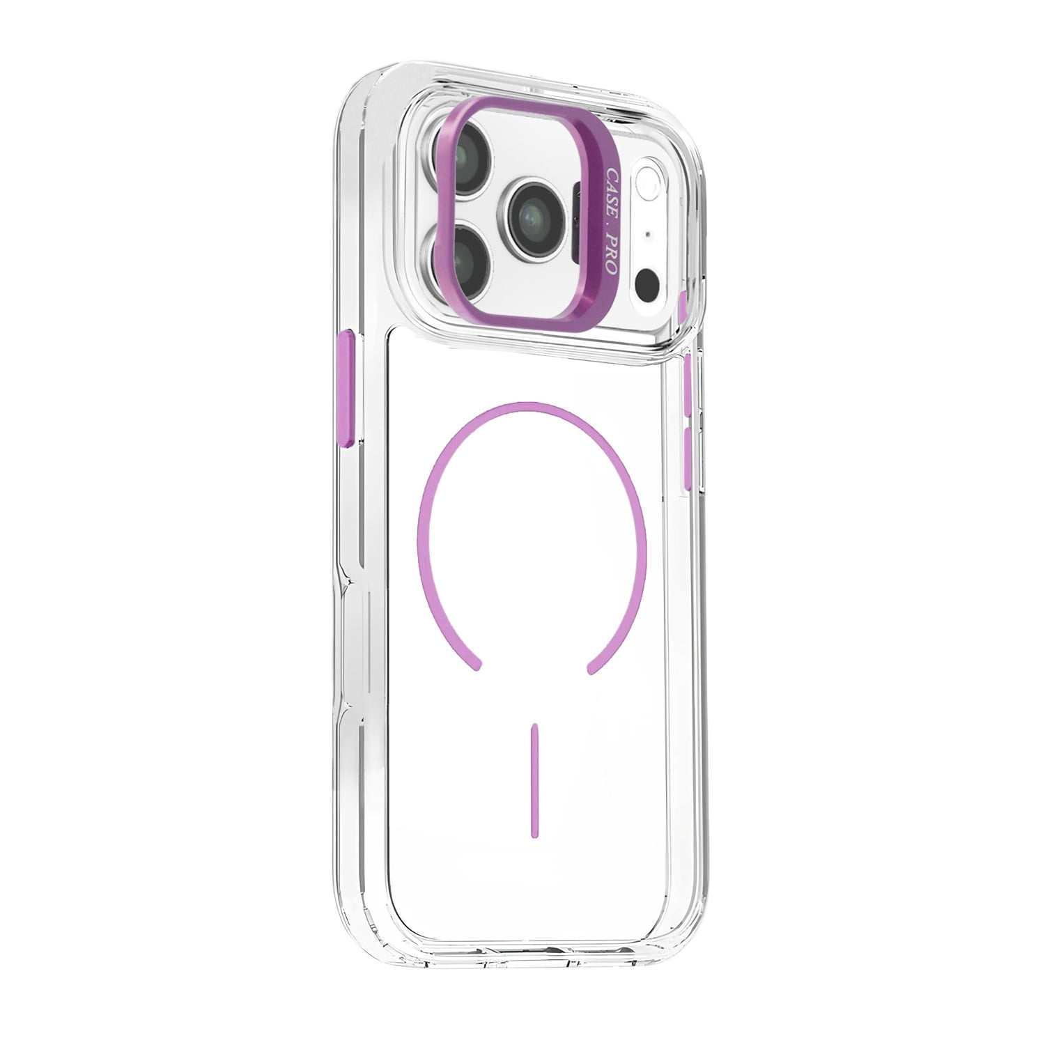 Magnetic Transparent Case with Camera Kickstand for iPhone 17 Pro Max - Purple