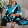 thumbnail image 6 of Honeii Blue Full Moon Wolf print Women's Pajama Sets Long Sleeve Button Down Sleepwear Nightwear Soft Pjs Lounge Sets-Medium, 6 of 7