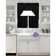 thumbnail image 3 of Black Swag Kitchen Curtains Sets for Windows 24 Inch Length, Solid Color Farmhouse Black Short Window Curtain Panels Swags Valances and Tiers 3 Piece Set for Cafe/Dining Room, 3 of 5