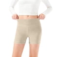 thumbnail image 6 of Girls High Waist Yoga Shorts, Tight Fit Workout Running Shorts for Kids, Breathable Quick Dry Dance Shorts and Athletic Leggings, Fitness Shorts for Age 5-14 Years Beige 120, 6 of 6