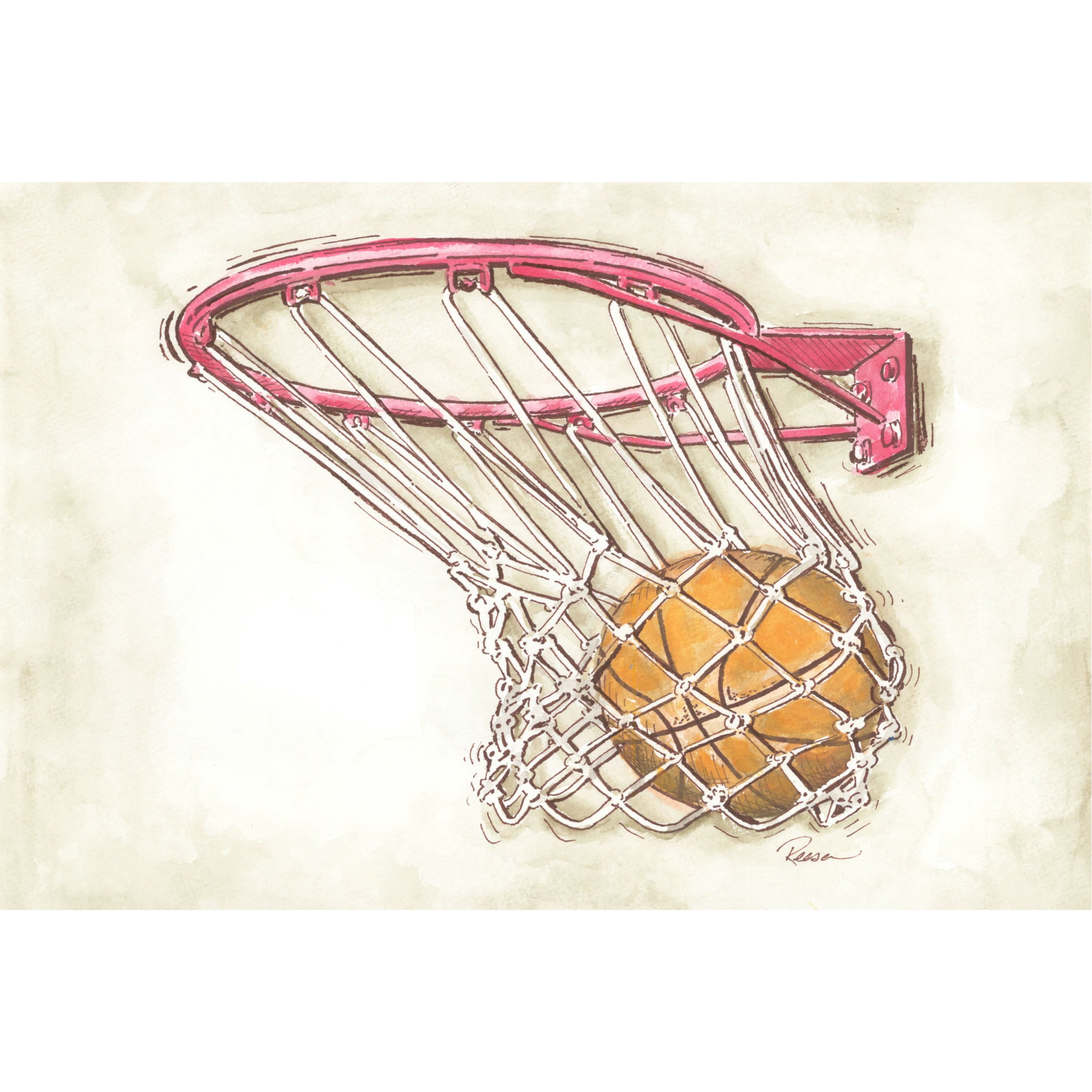 "Basketball Swish" Painting Print on Wrapped Canvas