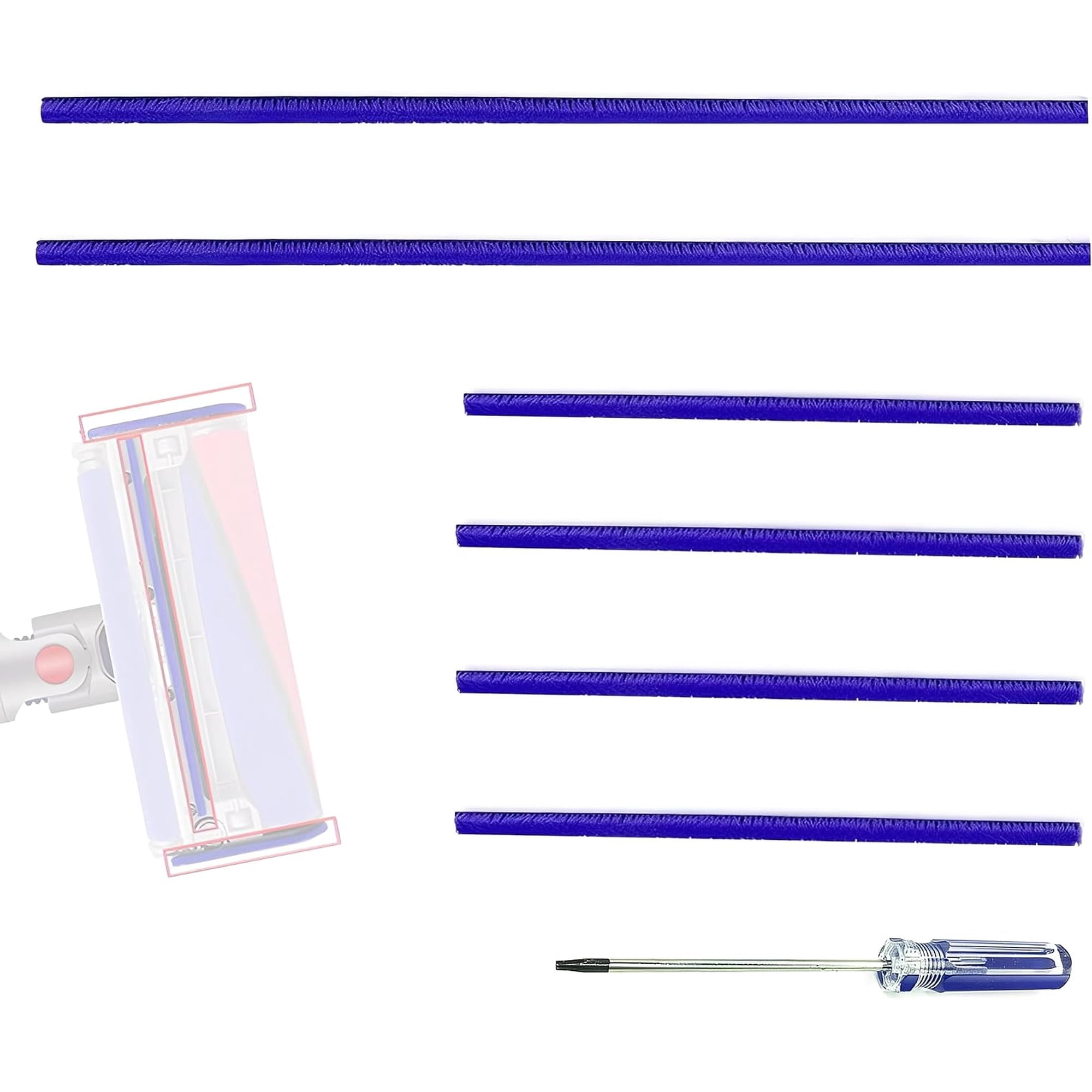 > 6 Pcs Plush Felt Strips Replacement Kit for Dy*son V6 V7 V8 V10 V11 Soft Roller Head, with Screwdriver, Vacuum Roller Felt Strip