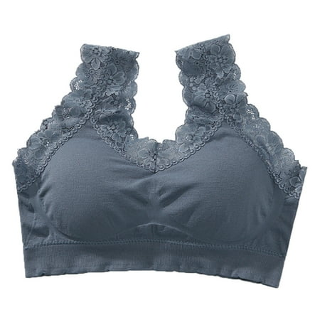 

KDDYLITQ Women Lace Bra Seamless Breathable Full Coverage Wireless Seamless Padded Bralette Blue Free Size