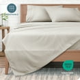 thumbnail image 4 of Juego de sábanas ultra suaves Bare Home Colección Premium 1800 3 piezas tamaño Twin XL raya diplomática piedra/blanco, 4 of 7