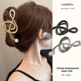 thumbnail image 4 of Xinwanna Elegant Crossing Teeth Large Metal Hair Claw Faux Pearls Music Note Design Non-Slip Barrette Hair Accessories (Silver), 4 of 13