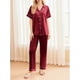thumbnail image 5 of Avidlove Women 3 Piece Satin Silk Pajama Set Comfy Short Sleeve Button Down Pj Shirt with Shorts and Long Pants Sleepwear Soft Loungewear S-XXL, 5 of 6