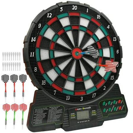 Bestgoods Electronic Dartboard with 6 Pieces Darts 18pcs Replacement Tips, LCD Display Automatic Scoring Dartboard Target Board with 18 Games 159 Variations up to 8 Players, Adults Kids Dart Board Party Target Game