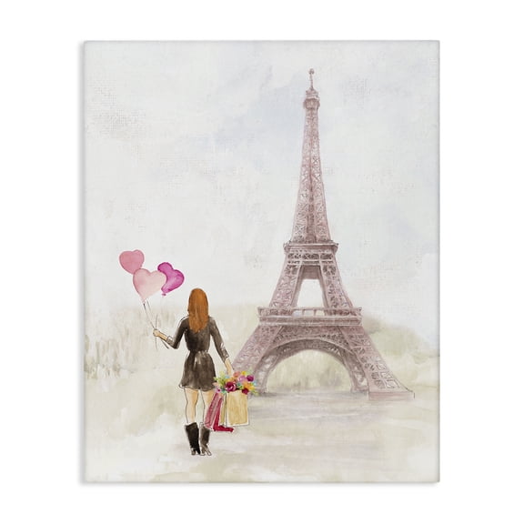 Stupell Industries Shabby Chic Eiffel Tower & Heart Balloons Canvas Art, 16 x 20, by Lanie Loreth