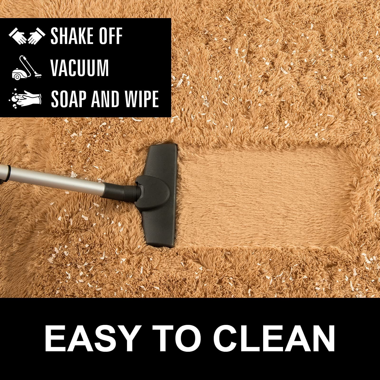 Noahas Luxury Fluffy Rugs Ultra Soft Shag Rug for Bedroom Living Room Kids Room, Children,6'x9',Khaki