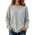thumbnail image 2 of Stralyhd Sweatshirt for Women Oversized Long Sleeve Crew Neck Shirts Winter Casual Fashion Pullover Tops Stretchy Loose Fit Outfits Clothes Basic Lounge Wear Gray XL, 2 of 7