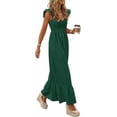 thumbnail image 4 of PRETTYGARDEN Women's Summer Casual Maxi Dresses Cap Sleeve V Neck Smocked Long Pockets Party Sundress Vacation Outfits, 4 of 8