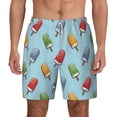 thumbnail image 2 of Picia Modern Ice Cream pattern Mens Swim Trunks with Compression Liner Stretch Beach Shorts Quick Dry with Zipper Pockets No-Chafing Board Shorts-Large, 2 of 9