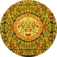 thumbnail image 1 of Ahgly Company Indoor Round Medallion Yellow French Area Rugs, 4' Round, 1 of 4
