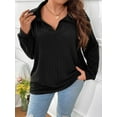 QINCAO Womens Plus Size Tops Long Sleeve V Neck Polo Shirts Pullover